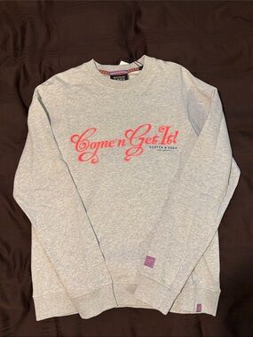 Scotch & Soda Light Gray Sweatshirt with Pink Script Logo
